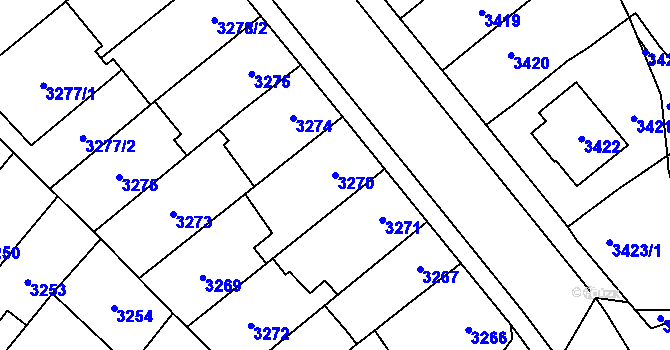 Parcela st. 3270 v KÚ Vyškov, Katastrální mapa