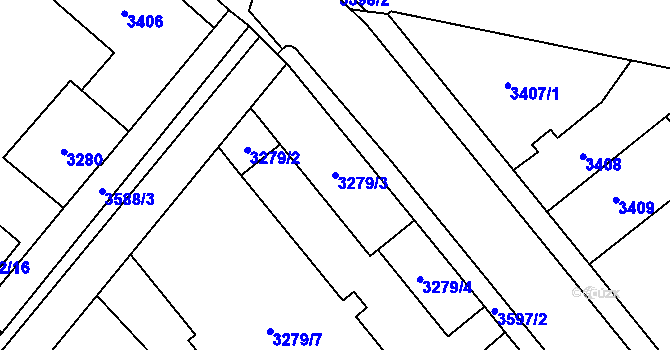 Parcela st. 3279/3 v KÚ Vyškov, Katastrální mapa