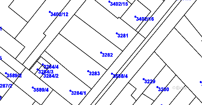 Parcela st. 3282 v KÚ Vyškov, Katastrální mapa