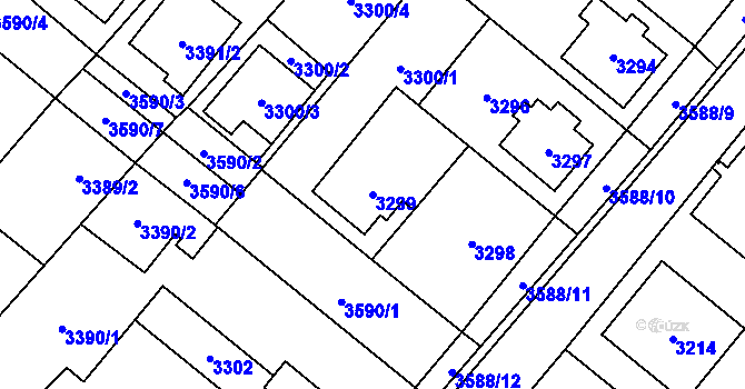 Parcela st. 3299 v KÚ Vyškov, Katastrální mapa