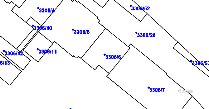 Parcela st. 3306/6 v KÚ Vyškov, Katastrální mapa