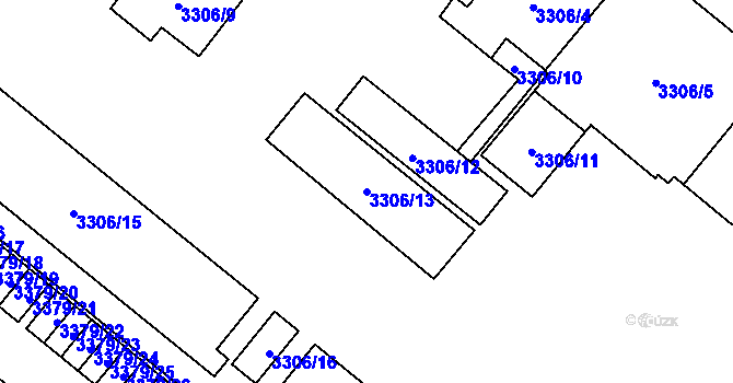 Parcela st. 3306/13 v KÚ Vyškov, Katastrální mapa
