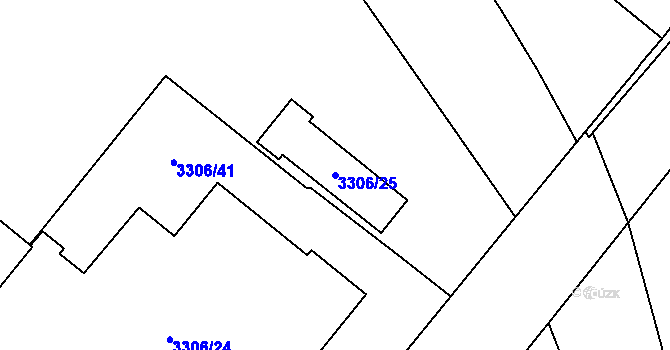 Parcela st. 3306/25 v KÚ Vyškov, Katastrální mapa