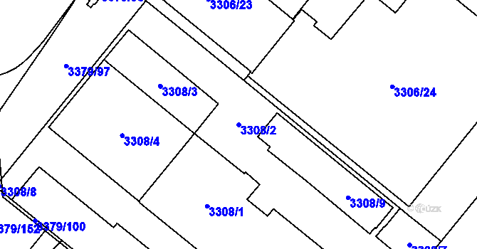 Parcela st. 3308/2 v KÚ Vyškov, Katastrální mapa