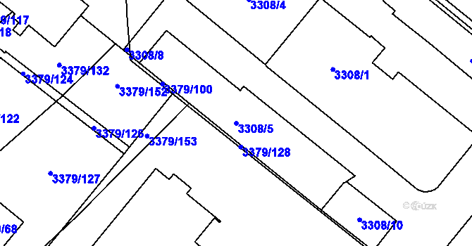 Parcela st. 3308/5 v KÚ Vyškov, Katastrální mapa