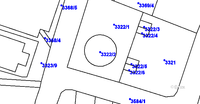 Parcela st. 3322/2 v KÚ Vyškov, Katastrální mapa