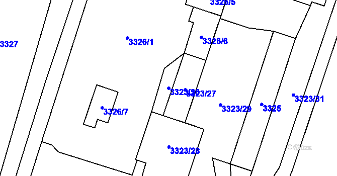 Parcela st. 3323/26 v KÚ Vyškov, Katastrální mapa