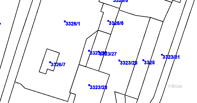 Parcela st. 3323/27 v KÚ Vyškov, Katastrální mapa