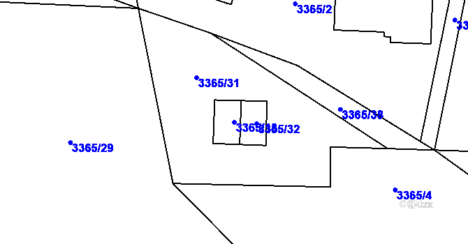Parcela st. 3365/13 v KÚ Vyškov, Katastrální mapa