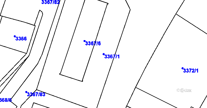 Parcela st. 3367/1 v KÚ Vyškov, Katastrální mapa