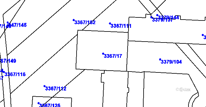Parcela st. 3367/17 v KÚ Vyškov, Katastrální mapa