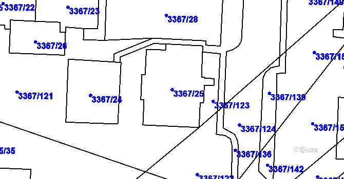 Parcela st. 3367/25 v KÚ Vyškov, Katastrální mapa