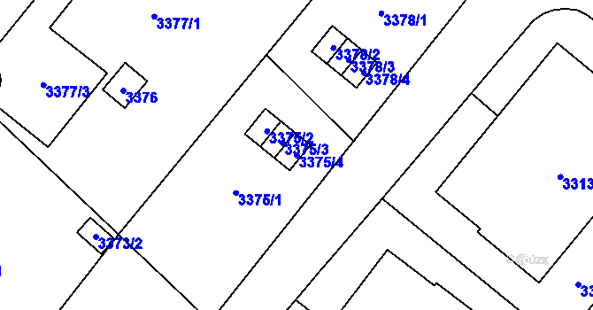 Parcela st. 3375/4 v KÚ Vyškov, Katastrální mapa