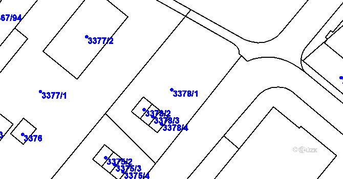Parcela st. 3378/1 v KÚ Vyškov, Katastrální mapa