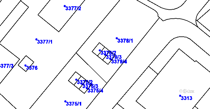 Parcela st. 3378/3 v KÚ Vyškov, Katastrální mapa