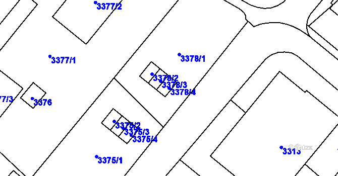 Parcela st. 3378/4 v KÚ Vyškov, Katastrální mapa
