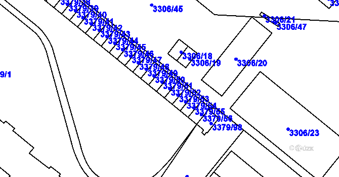 Parcela st. 3379/52 v KÚ Vyškov, Katastrální mapa