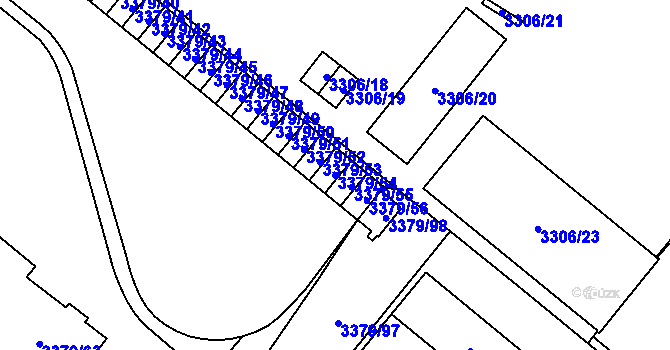 Parcela st. 3379/54 v KÚ Vyškov, Katastrální mapa