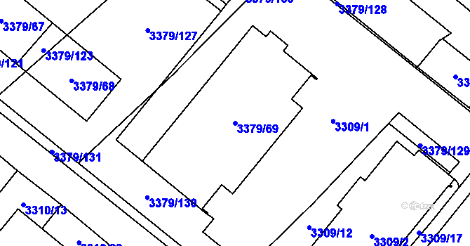 Parcela st. 3379/69 v KÚ Vyškov, Katastrální mapa