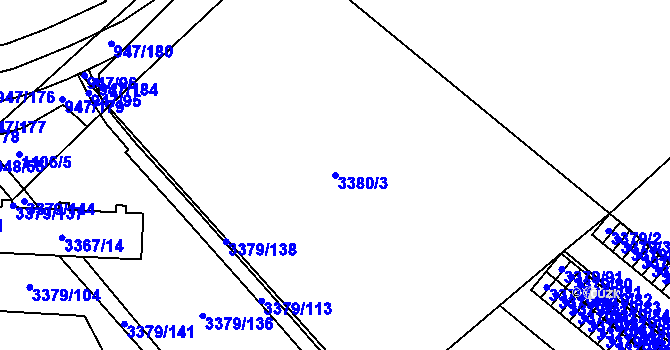 Parcela st. 3380/3 v KÚ Vyškov, Katastrální mapa