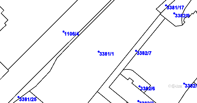Parcela st. 3381/1 v KÚ Vyškov, Katastrální mapa