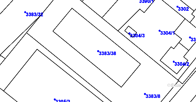 Parcela st. 3383/38 v KÚ Vyškov, Katastrální mapa