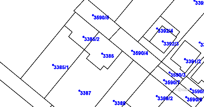 Parcela st. 3386 v KÚ Vyškov, Katastrální mapa