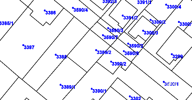 Parcela st. 3389/2 v KÚ Vyškov, Katastrální mapa