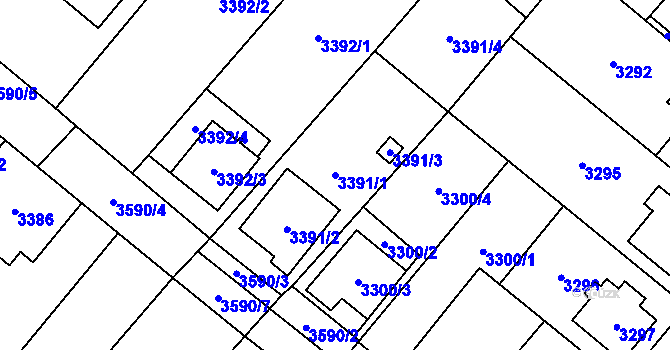 Parcela st. 3391/1 v KÚ Vyškov, Katastrální mapa