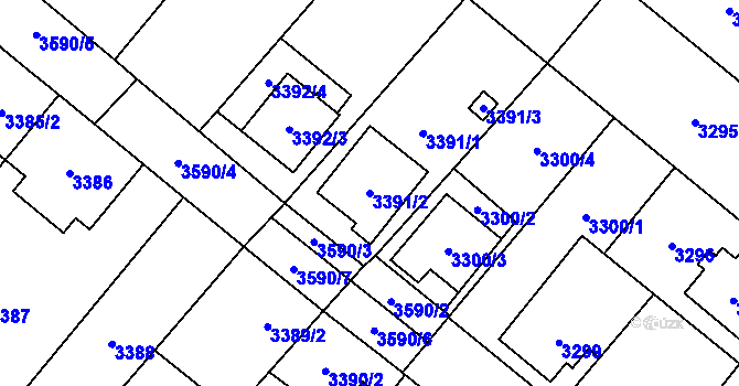 Parcela st. 3391/2 v KÚ Vyškov, Katastrální mapa