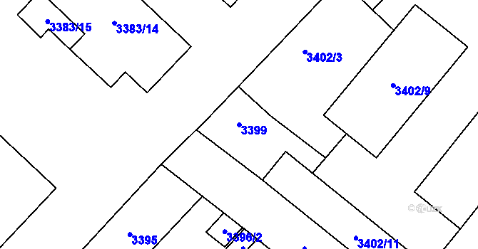 Parcela st. 3399 v KÚ Vyškov, Katastrální mapa