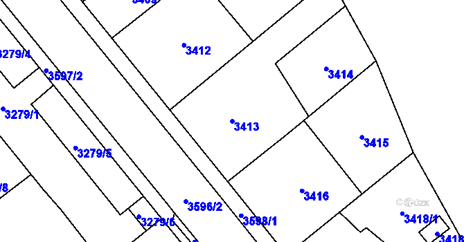 Parcela st. 3413 v KÚ Vyškov, Katastrální mapa