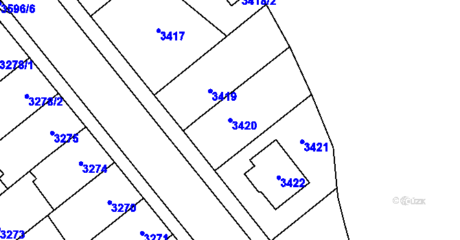 Parcela st. 3420 v KÚ Vyškov, Katastrální mapa