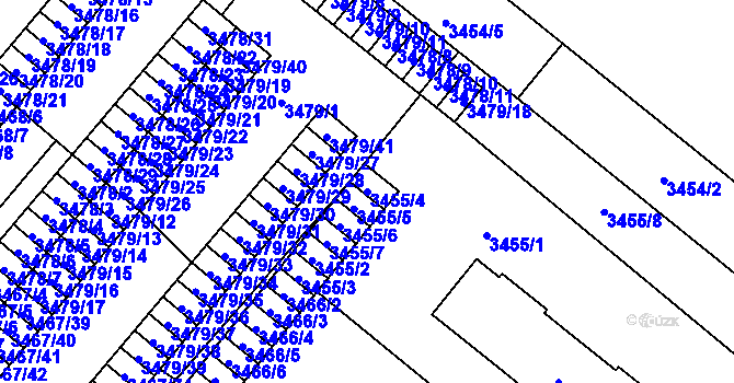 Parcela st. 3455/4 v KÚ Vyškov, Katastrální mapa