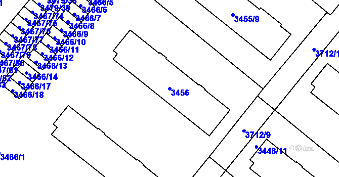 Parcela st. 3456 v KÚ Vyškov, Katastrální mapa