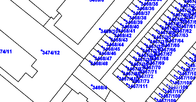 Parcela st. 3468/46 v KÚ Vyškov, Katastrální mapa