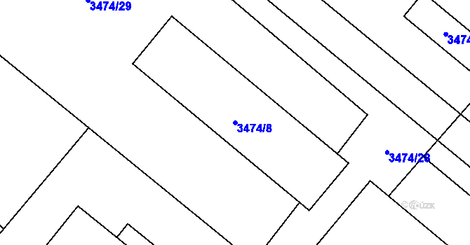 Parcela st. 3474/8 v KÚ Vyškov, Katastrální mapa