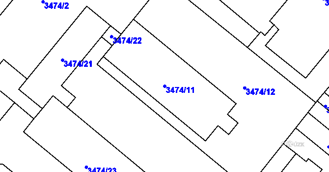 Parcela st. 3474/11 v KÚ Vyškov, Katastrální mapa