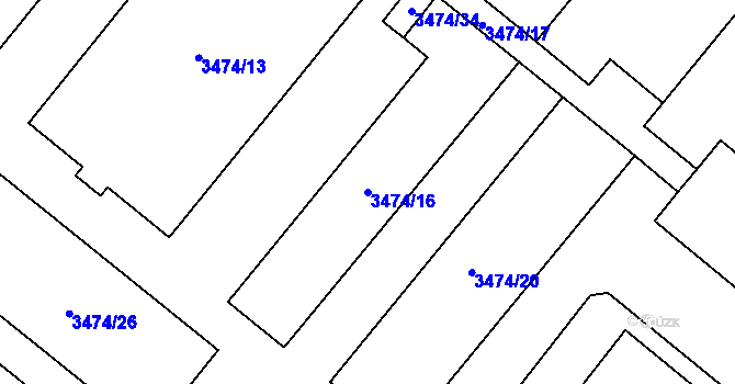 Parcela st. 3474/16 v KÚ Vyškov, Katastrální mapa