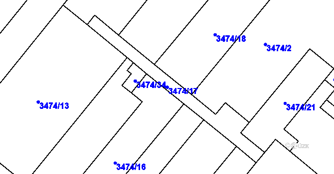 Parcela st. 3474/17 v KÚ Vyškov, Katastrální mapa