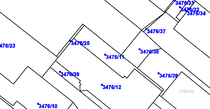 Parcela st. 3476/11 v KÚ Vyškov, Katastrální mapa
