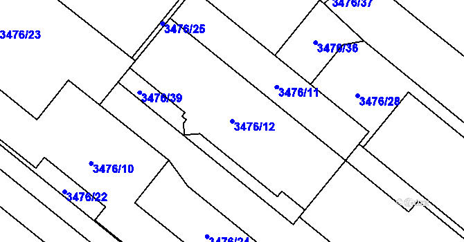 Parcela st. 3476/12 v KÚ Vyškov, Katastrální mapa