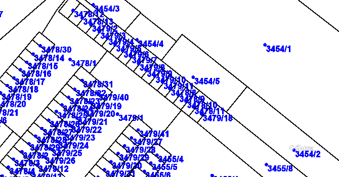 Parcela st. 3478/8 v KÚ Vyškov, Katastrální mapa