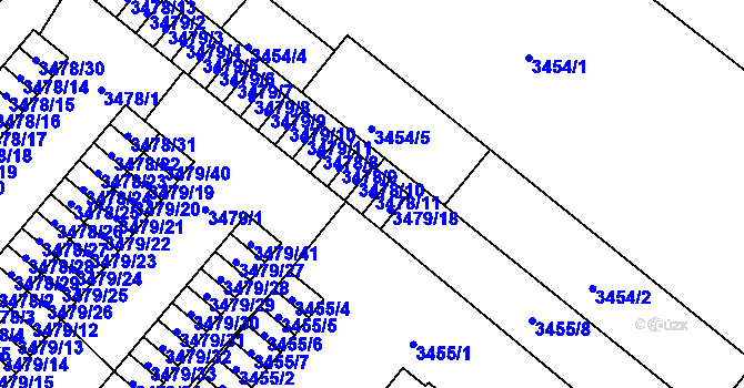 Parcela st. 3478/11 v KÚ Vyškov, Katastrální mapa