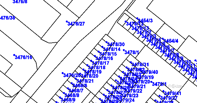 Parcela st. 3478/15 v KÚ Vyškov, Katastrální mapa
