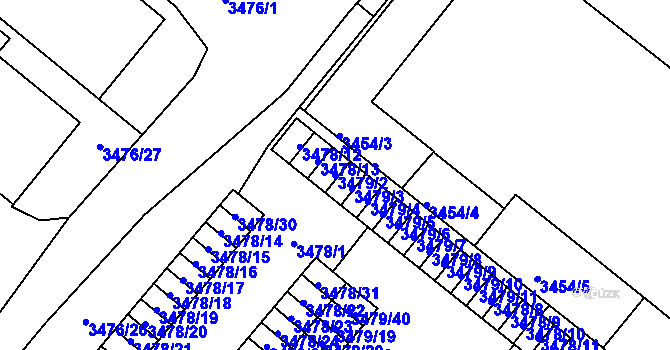 Parcela st. 3479/2 v KÚ Vyškov, Katastrální mapa