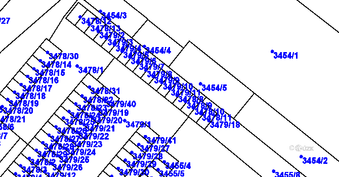 Parcela st. 3479/11 v KÚ Vyškov, Katastrální mapa