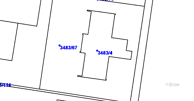 Parcela st. 3483/4 v KÚ Vyškov, Katastrální mapa