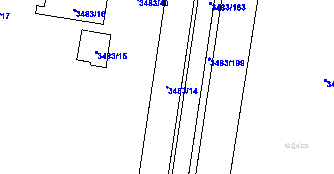 Parcela st. 3483/14 v KÚ Vyškov, Katastrální mapa