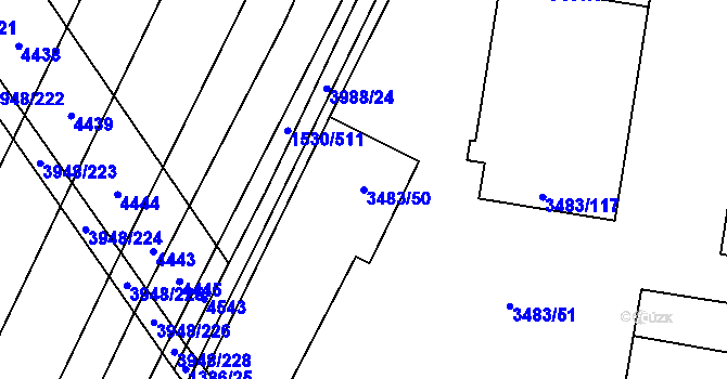 Parcela st. 3483/50 v KÚ Vyškov, Katastrální mapa